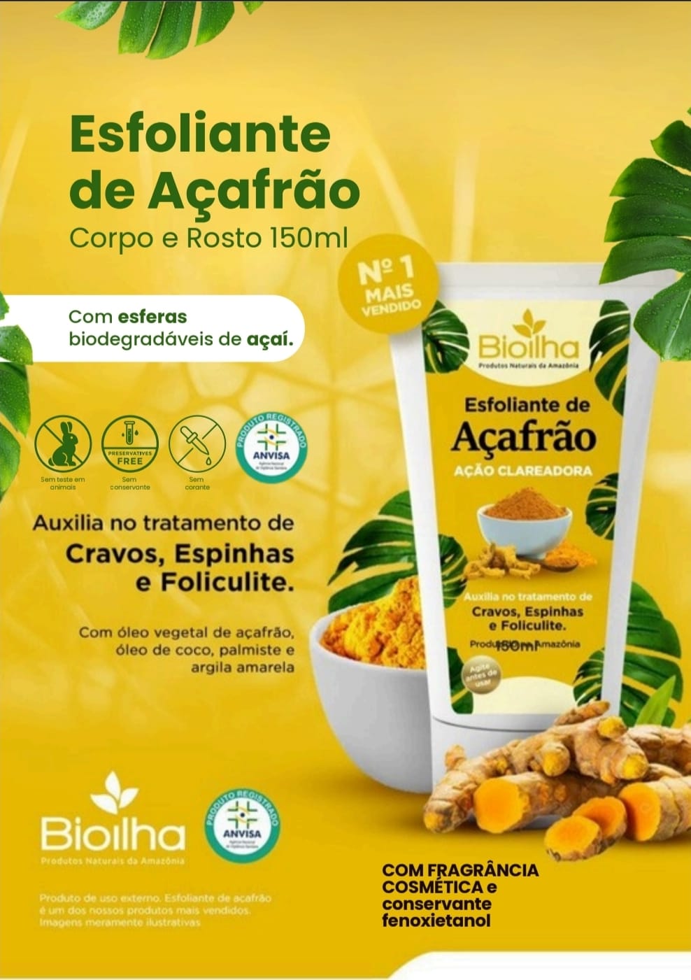 Esfoliante de açafrão com ação clareadora