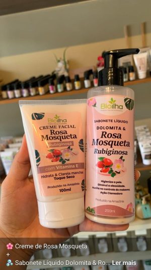 Kit creme facial e sabonete liquido rosa mosqueta
