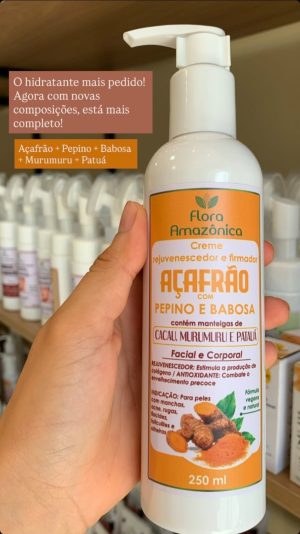 Creme Rejuvenescedor e Formador de Açafrão Pepino e Babosa